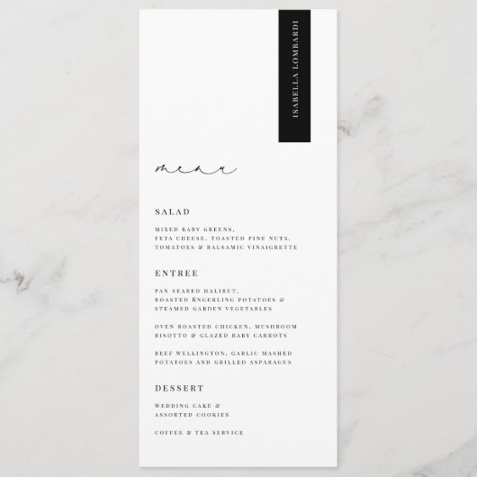 KRISTEN Modern Wedding Platzkarte Menu Menükarte (Vorderseite)