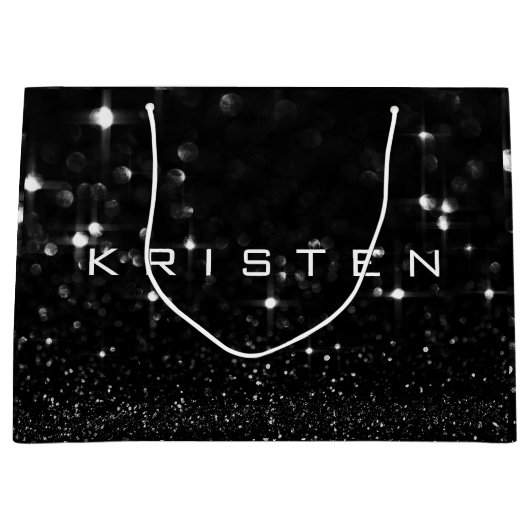 Kristen Schwarz-weiß White Glitzer Gefallen Gift S Große Geschenktüte (Vorderseite)
