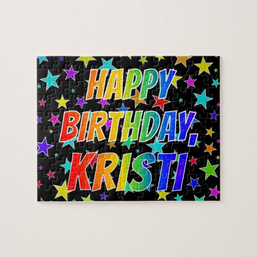 "KRISTI" Vorname, Spaß "GLÜCKLICHER GEBURTSTAG" Puzzle (Horizontal)