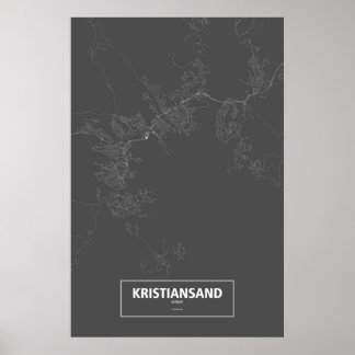 Kristiansand, Norwegen (weiß auf Schwarzem) Poster