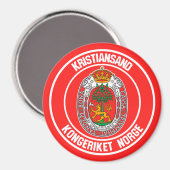 Kristiansand Round Emblem Magnet (Vorderseite/Rückseite)