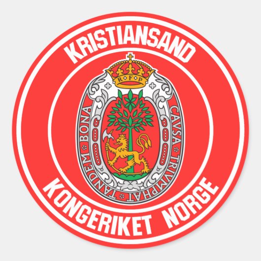 Kristiansand Round Emblem Runder Aufkleber (Vorderseite)