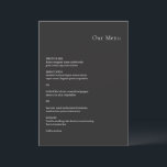 Kristin Charcoal Moderne Wedding Menükarte<br><div class="desc">Modernes Hochzeitsmenü mit einem schlichten und dennoch eleganten Design.</div>
