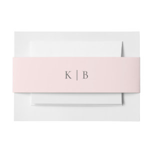 Kristina Elegant Simple Monogram Pastel Pink Einladungsbanderole
