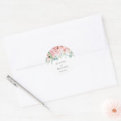Kristina Floral Pink Boho Chic Wedding Runder Aufkleber (Umschlag)