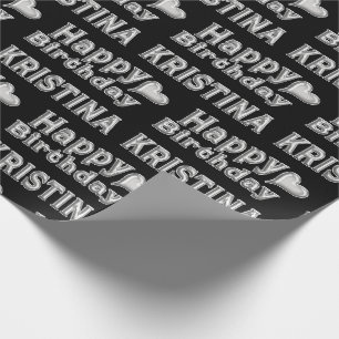Kristina Happy Birthday silver black Geschenk Geschenkpapier