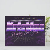 Kristina Name Vorname lila retro Karte Geburtstag (Stehend Vorderseite)