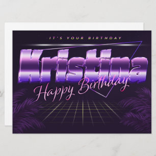 Kristina Name Vorname lila retro Karte Geburtstag