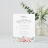 Kristina Pastel Pink Floral Boho Hochzeitsdetails Begleitkarte (Stehend Vorderseite)