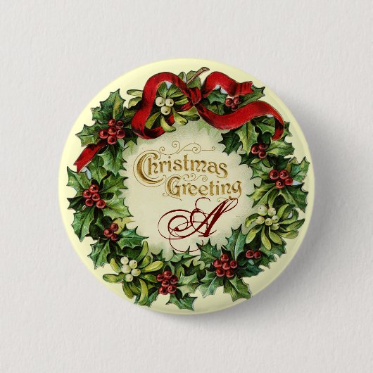 KRISTMAS MIT MISTLETOS UND HOLLY BERRIES BUTTON (Vorderseite)