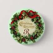 KRISTMAS MIT MISTLETOS UND HOLLY BERRIES BUTTON (Vorderseite)