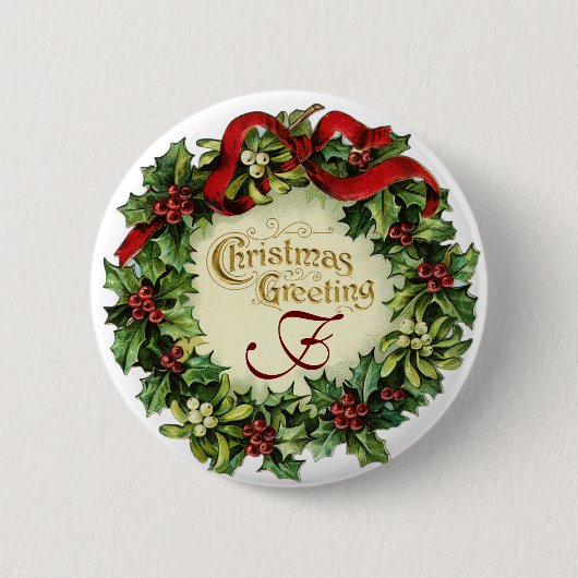 KRISTMAS MIT MISTLETOS UND HOLLY BERRIES BUTTON (Vorderseite)