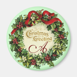 KRISTMAS MIT MISTLETOS UND HOLLY BERRIES MAGNET