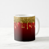 KRISTMAS RED with GOLD HOLIDAY TROPFEN PATTERNS Kaffeetasse (VorderseiteRechts)