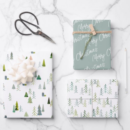 Kristmas Trees Illustration Geschenkpapier Set (Vorderseite)