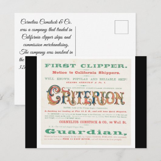 Kriterium Clipper Sailing Postkarte (Vorne/Hinten)