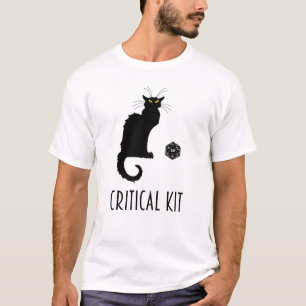 Kritische Ausrüstungs-lustiges Katze D20 T-Shirt