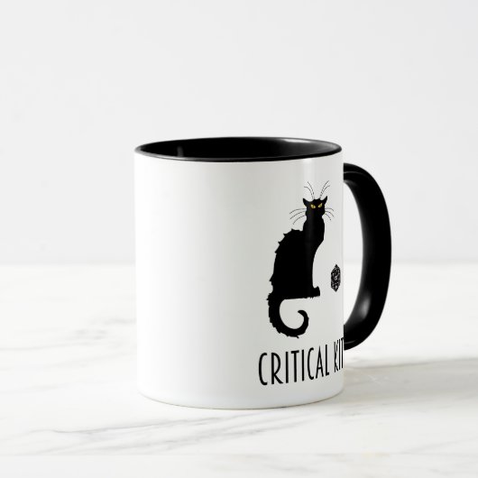 Kritische Ausrüstungs-lustiges Katze D20 Tasse (VorderseiteRechts)