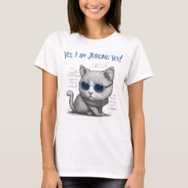 Kritische Katze beurteilt Ihren blauen Text Damen T-Shirt