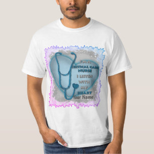 Kritische Krankenversorgung am blauen Herz T-Shirt
