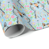 Kritzel-Katzen-Geschenkpapier Blau Geschenkpapier (Rolleneckpunkt)