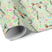 Kritzel-Katzen-Geschenkpapier Grün Geschenkpapier (Rolleneckpunkt)
