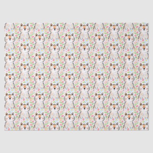Kritzel-Katzen-Tissue-Papier Weiß Seidenpapier (Vorderseite)