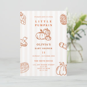 Kritzel kleines Kürbis Herbst-Baby-Party-Einladung Einladung