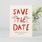 Kritzel-Romantik Gekritzel-Speichern-des-Datums Save The Date (Stehend Vorderseite)