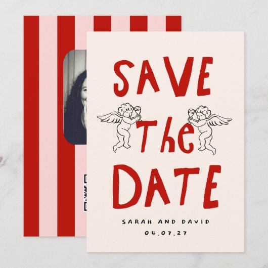 Kritzel-Romantik Gekritzel-Speichern-des-Datums Save The Date (Vorne/Hinten)