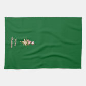 Kritzelbaum + Stern Frohe Weihnachten Grün Geschirrtuch (Horizontal)