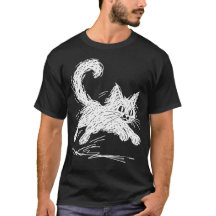 Kritzelkatze Abstrakte Schwarze Minimalistische Ti