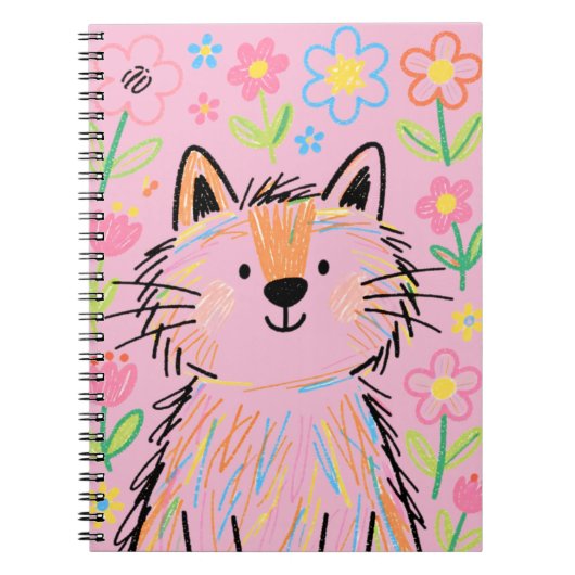Kritzelkatze Notizbuch Rosa Notizblock (Vorderseite)