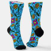 Kritzeln Blumen Socken (Gewinkelt)