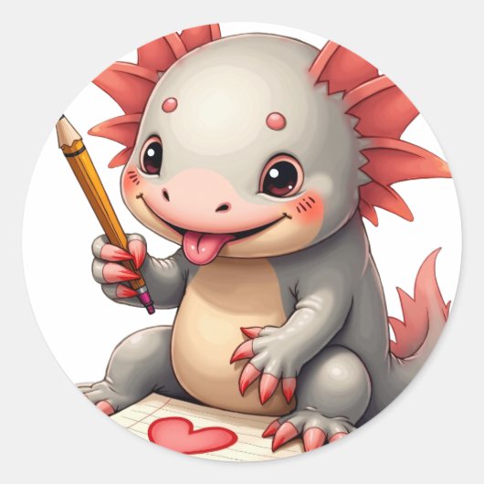 Kritzelndes Axolotl Runder Aufkleber (Vorderseite)