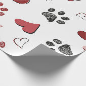 Kritzelpfote und Herzen Muster Geschenkpapier (Ecke)