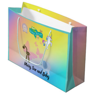 Kritzeltiere und Schmetterlinge Baby Shower großes Große Geschenktüte
