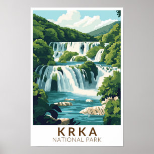Krka Nationalpark Kroatien Illustration Reise Kuns Poster