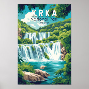 Krka Nationalpark Kroatien Reise Kunst Vintage Poster