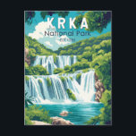 Krka Nationalpark Kvarnerbucht Vintag Postkarte<br><div class="desc">Krka Vektorgrafik Design. Der Nationalpark Krka liegt am Fluss Krka im Süden Kroatiens. Es ist bekannt für eine Reihe von 7 Wasserfällen.</div>