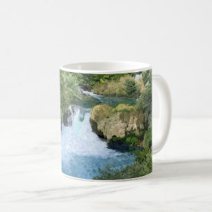 Krka-Wasserfälle in Kroatien Panoramablick Kaffeetasse