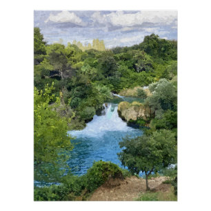 Krka-Wasserfälle in Kroatien Panoramablick Poster