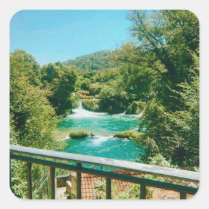Krka Wasserfälle - Krka Nationalpark - Kroatien Quadratischer Aufkleber