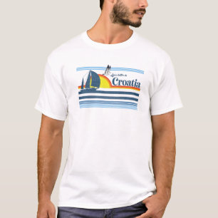 Kroatien - Beach Retro 70er 80er Segelboot Sunset T-Shirt