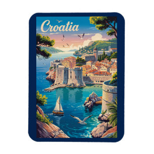 Kroatien Dubrovnik Illustration Reise Kunst Vintag Magnet