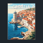Kroatien Dubrovnik Reisen Vintag Postkarte<br><div class="desc">Kroatien Retrodesign. Bekannt ist sie durch ihre charakteristische Altstadt,  umgeben von massiven Steinmauern,  die im 16. Jahrhundert fertig gestellt wurden.</div>