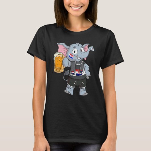 Kroatien-Fan-Elefant T-Shirt (Vorderseite)