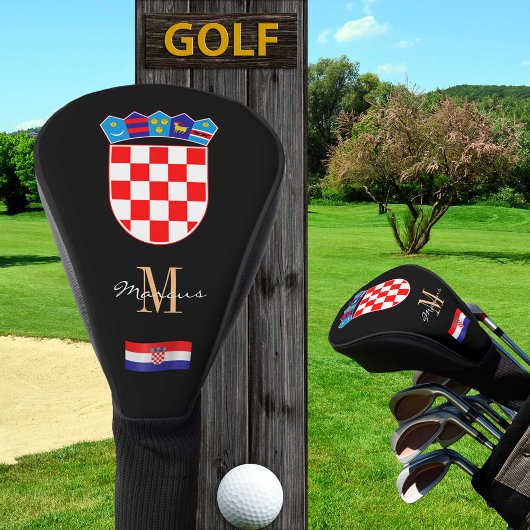 Kroatien & Flag Mit Monogramm Golf Clubs Abdeckung Headcover