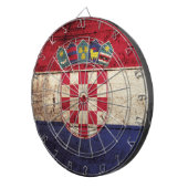 Kroatien-Flagge auf altem hölzernem Korn Dartscheibe (Vorderseite rechts)