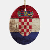 Kroatien-Flagge auf altem hölzernem Korn Keramik Ornament (Rechts)
